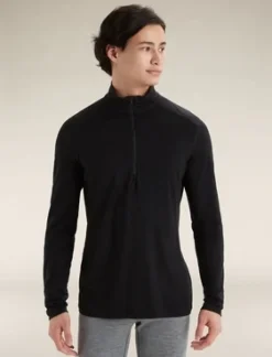 200 Oasis Ls Demi-zip Noir - Tee Shirt Ml | Icebreaker