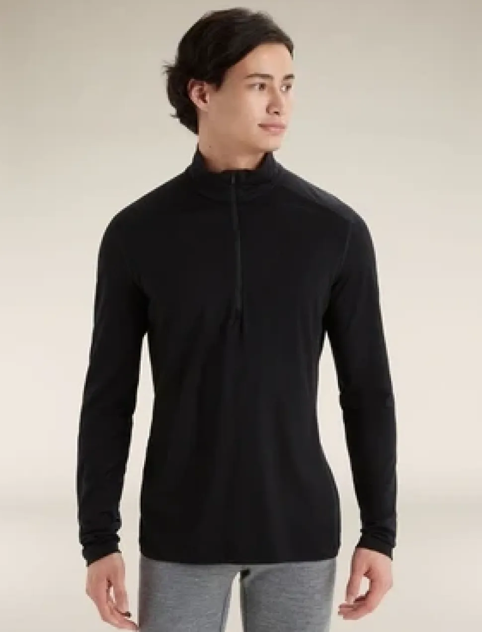 200 Oasis Ls Demi-zip Noir - Tee Shirt Ml | Icebreaker