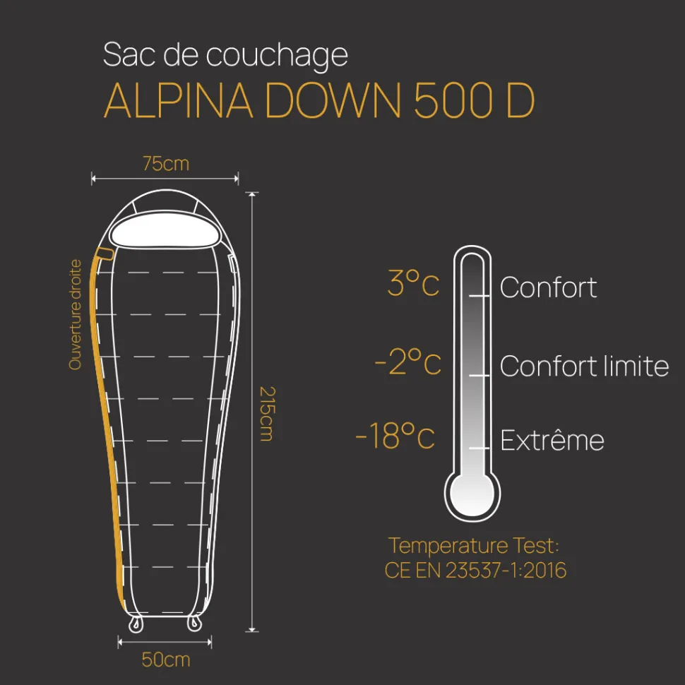 Alpina Down 500 D Sacs De Couchage Plumes Et Duvets | Azimut Outdoor