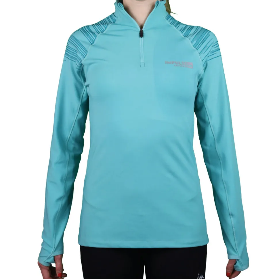 Ladies Fleece 1/2 Zip Top Trail+ Turquoise | Impulse Outdoor