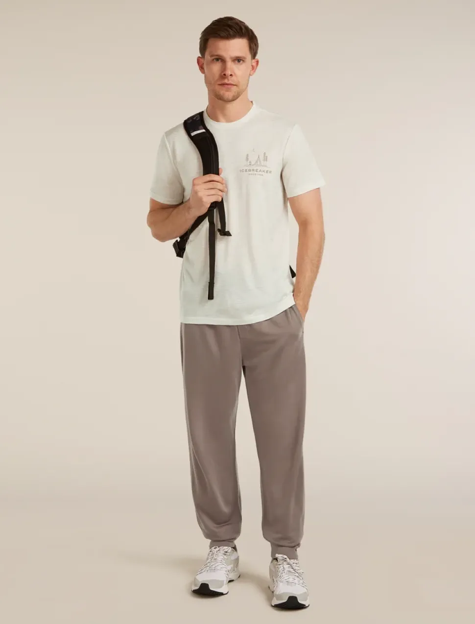 M Mer 150 Tech Lite Ss T-shirt Peaceful Pass Ecru Hthr - Tee Shirt Mc
