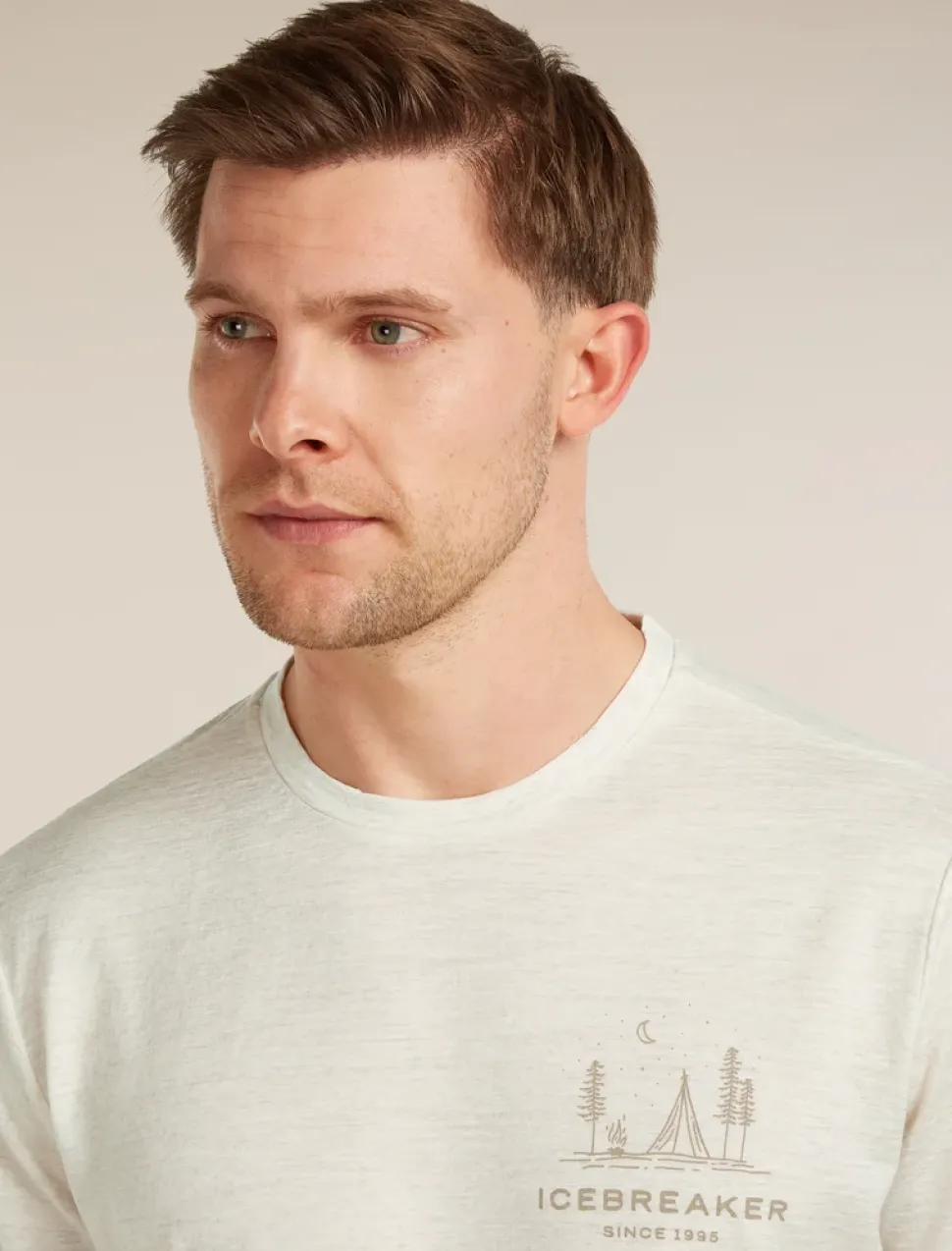 M Mer 150 Tech Lite Ss T-shirt Peaceful Pass Ecru Hthr - Tee Shirt Mc