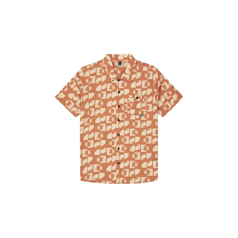 Mataikona Ss Shirt Sunset Waves Print - Chemise