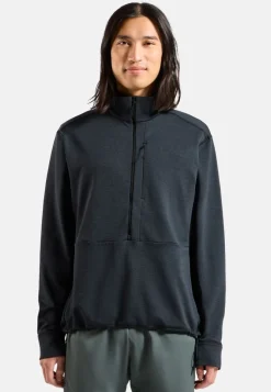 Polaire Grid Fleece 1/2 Zip Black Melange
