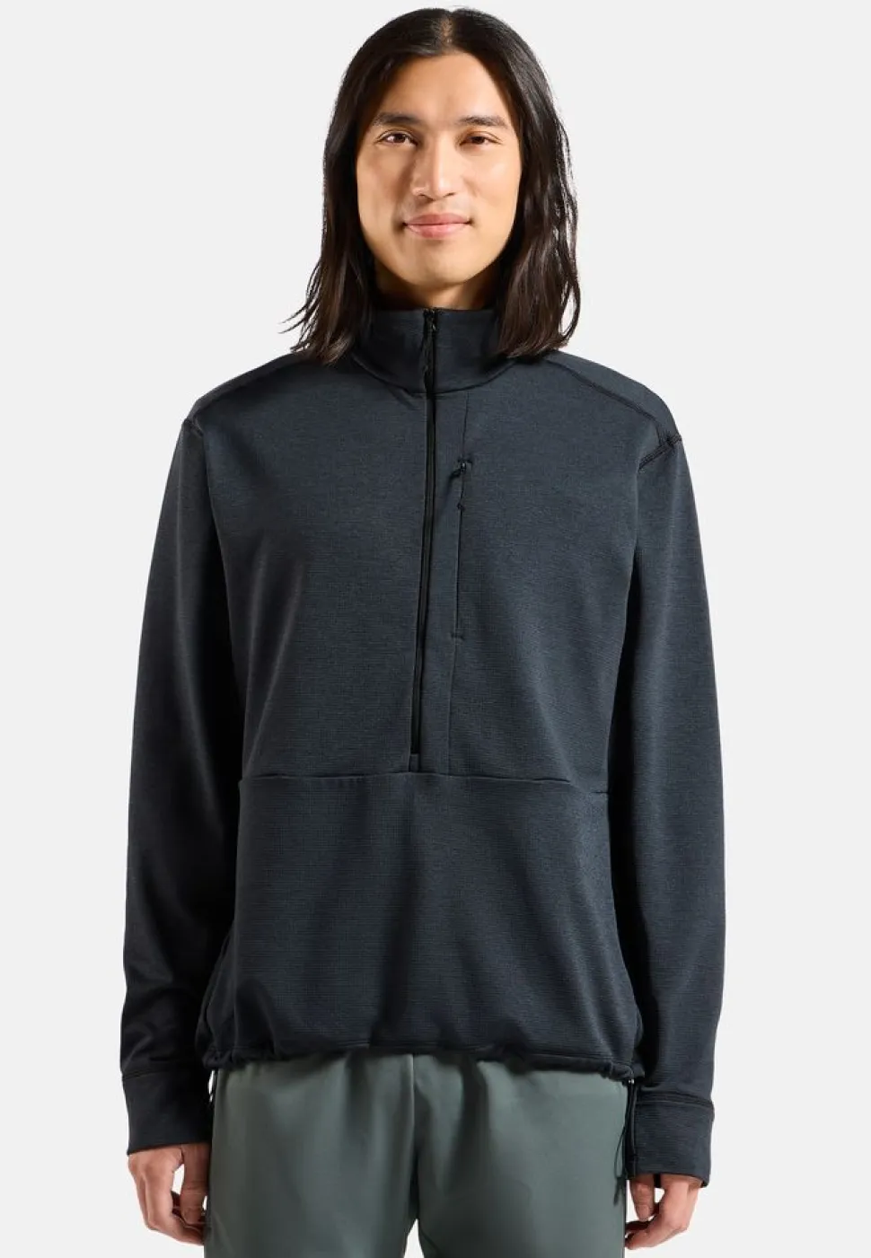 Polaire Grid Fleece 1/2 Zip Black Melange