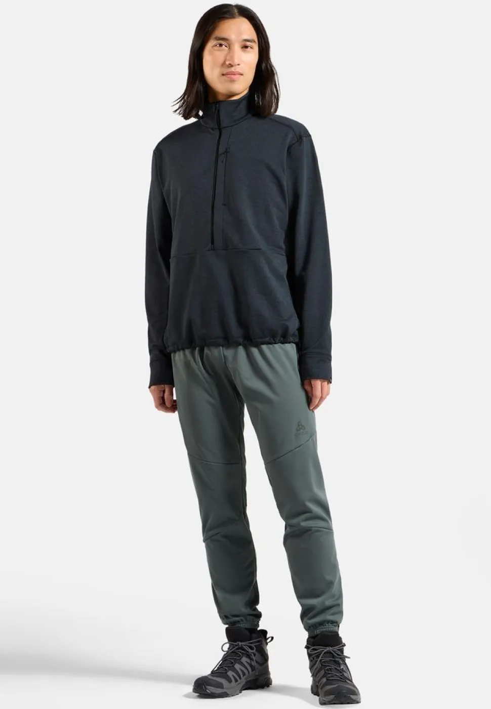 Polaire Grid Fleece 1/2 Zip Black Melange
