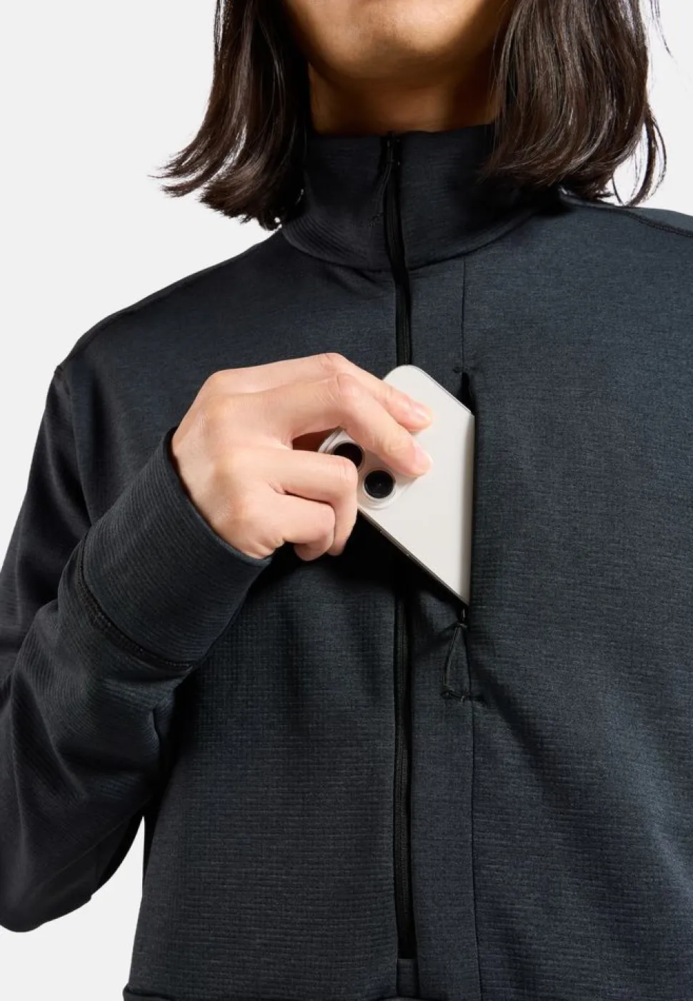 Polaire Grid Fleece 1/2 Zip Black Melange