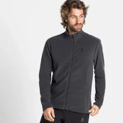 Polaire Roy Full Zip Shale Grey Black Stripes - Polaire | Odlo