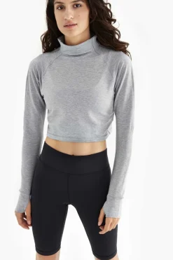 Pull Crescent Crop Long Sleeve Light Grey Heather - TAILLE XL