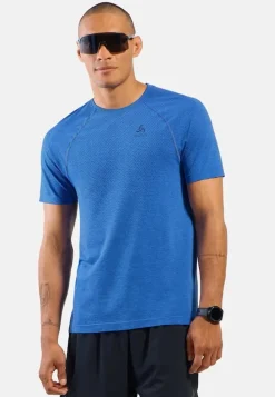 T-Shirt Essential Seamless Dazzling Blue Melange - Tee Shirt Mc | Odlo