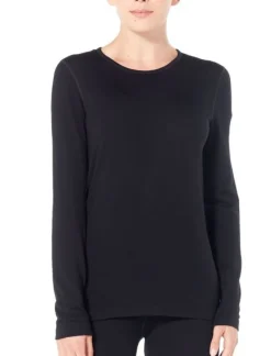 T-shirt Femme 260 Tech Ls Crewe Noir - Tee Shirt Ml | Icebreaker