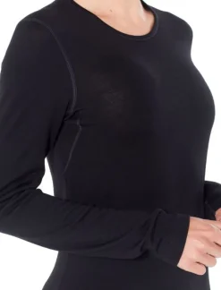 T-shirt Femme 260 Tech Ls Crewe Noir - Tee Shirt Ml | Icebreaker