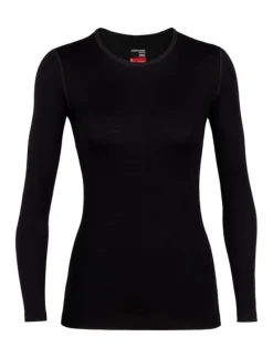 T-shirt Femme 260 Tech Ls Crewe Noir - Tee Shirt Ml | Icebreaker