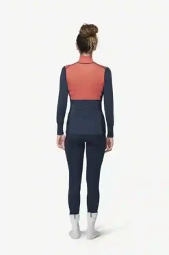 T-Shirt Femme Lauparen Merino 190 Zip Neck Coral Night Ink