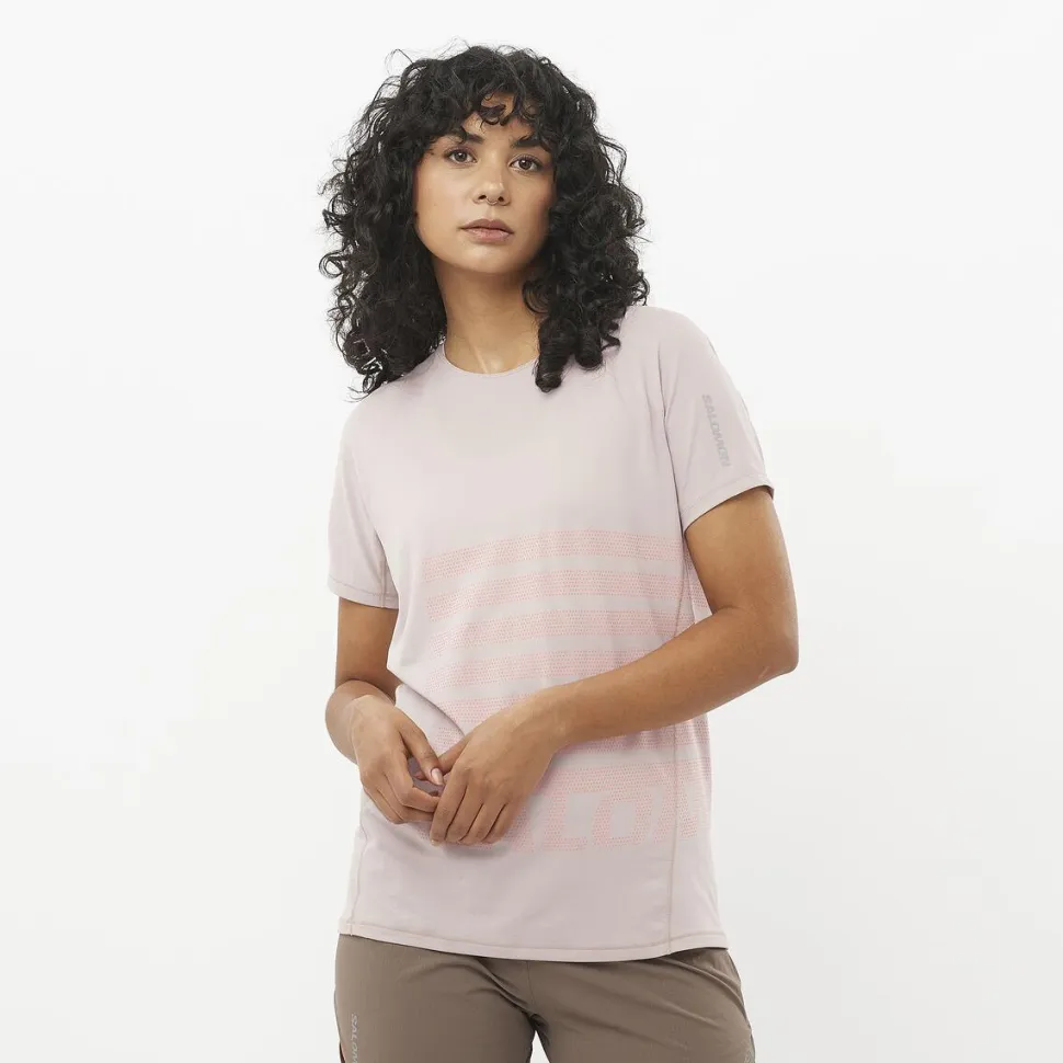 T-shirt Femme Sense Aero Gfx Etherea Neon Flame | Salomon