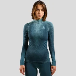 T-shirt Femme Turtle Neck Performance Warm Blackcomb Provincial Blue - Tee Shirt Ml