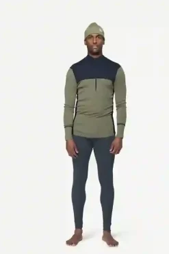 T-Shirt Lauparen Merino 190 Zip Neck Ink Lichen Black