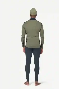 T-Shirt Lauparen Merino 190 Zip Neck Ink Lichen Black