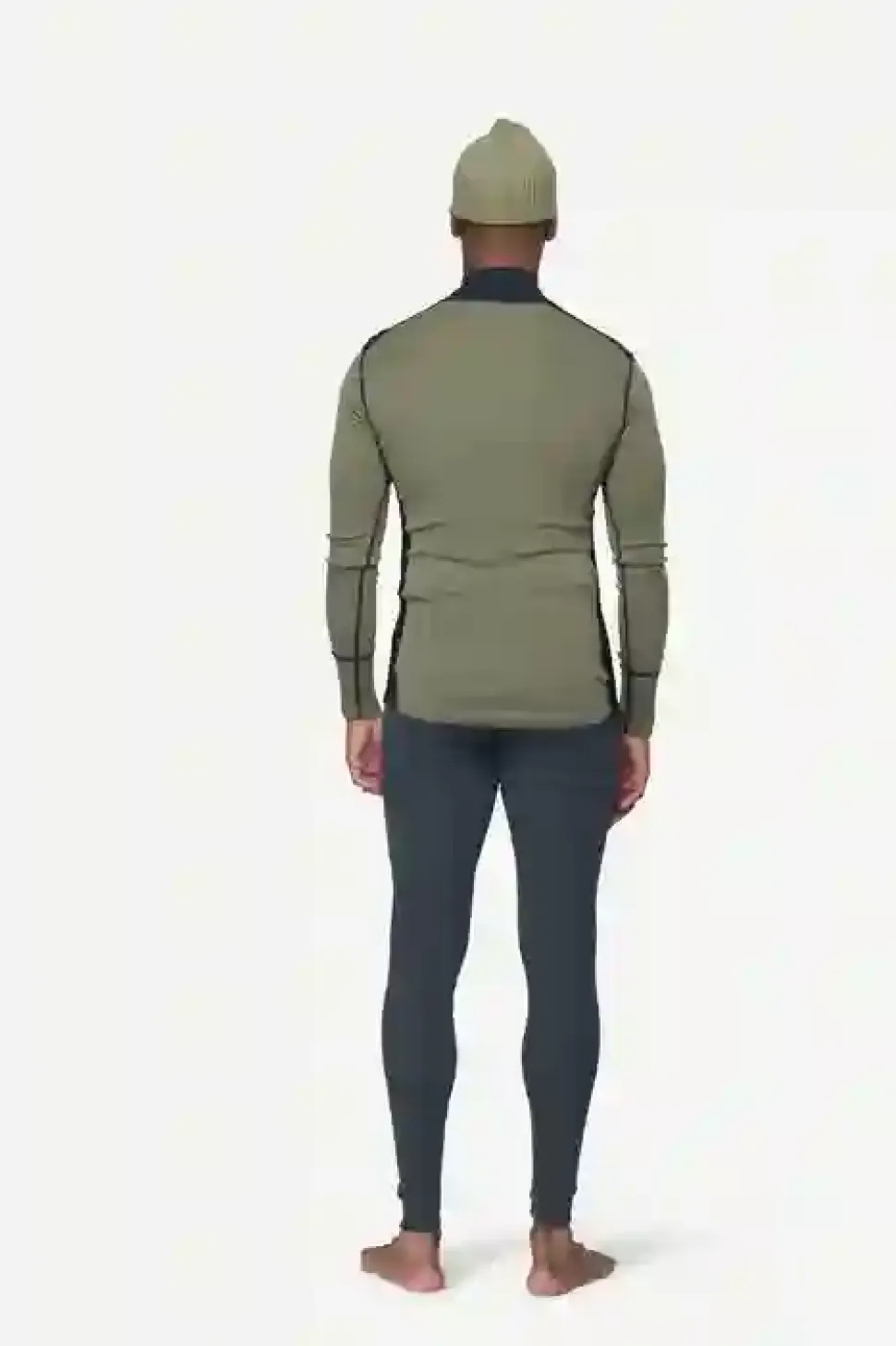 T-Shirt Lauparen Merino 190 Zip Neck Ink Lichen Black