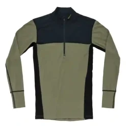 T-Shirt Lauparen Merino 190 Zip Neck Ink Lichen Black