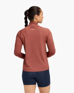 T-shirt Zippé Femme Glidetech Rouge - Polaire | Hoka