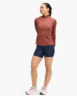 T-shirt Zippé Femme Glidetech Rouge - Polaire | Hoka