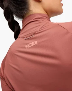 T-shirt Zippé Femme Glidetech Rouge - Polaire | Hoka