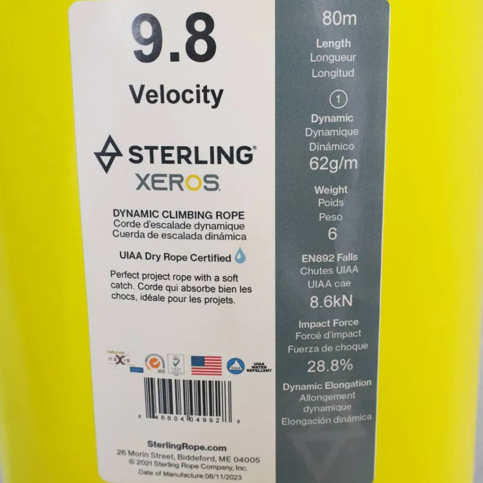 Velocity 9,8mm Blue Xeros 80m - Cordes A Simple | Sterling Rope